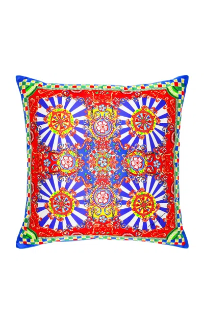 Dolce & Gabbana Silk Twill Cushion Medium Multicolor Unisex Onesize In Multi