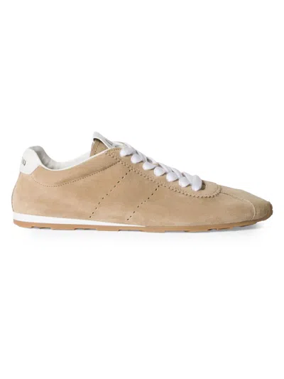 Miu Miu Cappuccino Suede Plume Sneakers In Brown