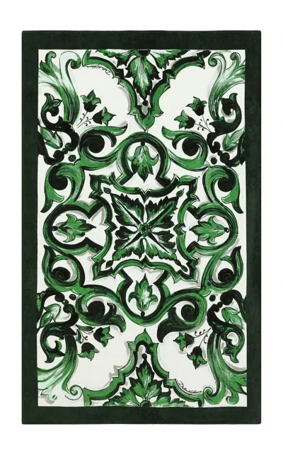 Dolce & Gabbana Terry Cotton Beach Towel In Green