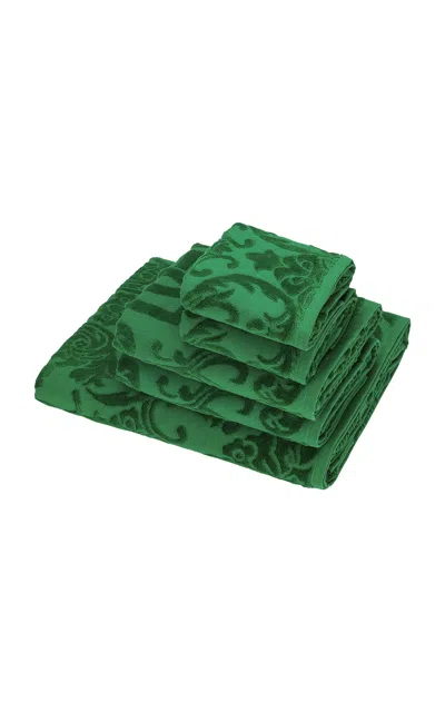 Dolce & Gabbana Set 5 Cotton Terry Towels In Green
