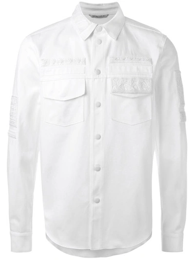 Valentino Embroidered Military Shirt, White