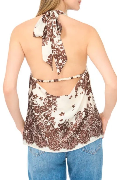 Parker Tie Back Satin Halter Top In Multi