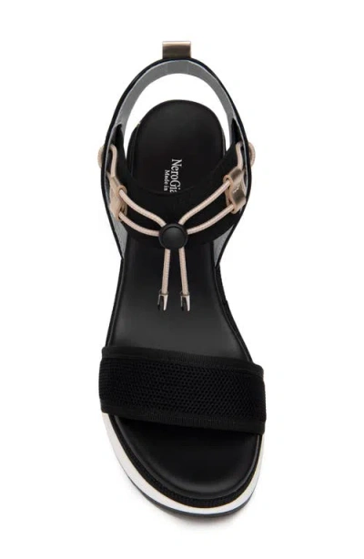 Nerogiardini Bungee Platform Wedge Sandal In Black