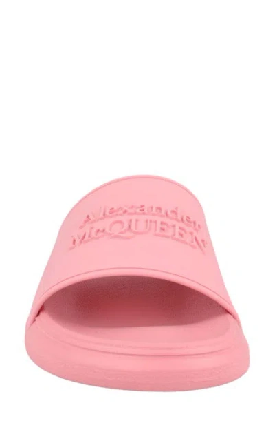 Alexander Mcqueen Embossed Logo Rubber Slide In Pink