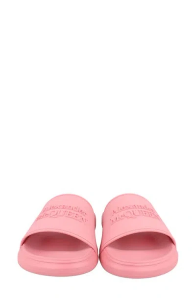 Alexander Mcqueen Embossed Logo Rubber Slide In Pink