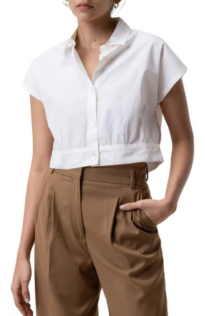 Reistor Oversized Crop Shirt In White
