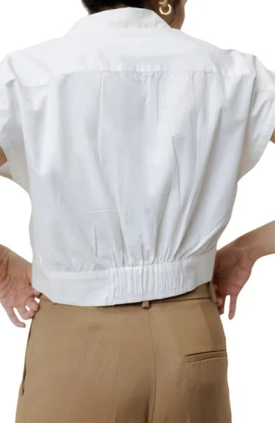 Reistor Oversized Crop Shirt In White
