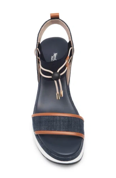 Nerogiardini Bungee Platform Wedge Sandals In Blue