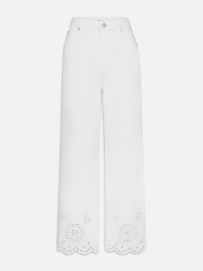 Frame The Eyelet Flare Embroidered Flared-leg Jeans In White