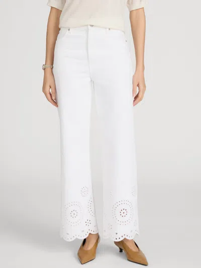 Frame The Eyelet Flare Embroidered Flared-leg Jeans In White
