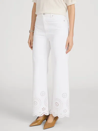 Frame The Eyelet Flare Embroidered Flared-leg Jeans In White