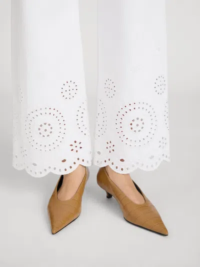 Frame The Eyelet Flare Embroidered Flared-leg Jeans In White