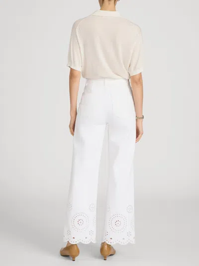 Frame The Eyelet Flare Embroidered Flared-leg Jeans In White