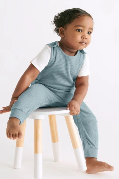 Mori Ribbed Romper In Blue