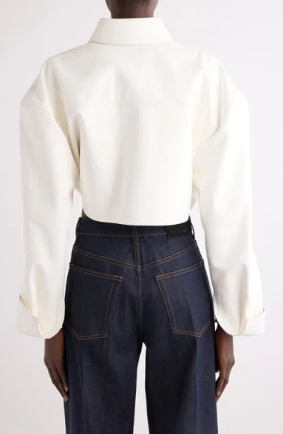 Givenchy Tie Front Leather Button-up Shirt In White