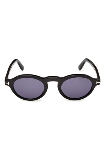 Tom Ford Aristotele 48mm Small Oval Sunglasses In White