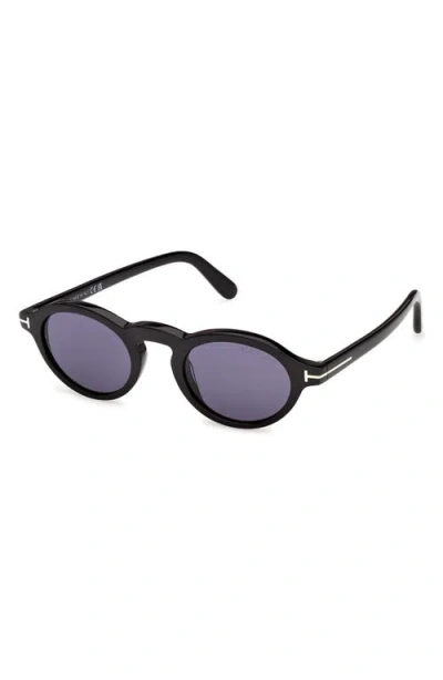 Tom Ford Aristotele 48mm Small Oval Sunglasses In White