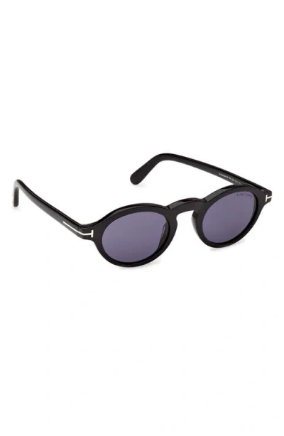 Tom Ford Aristotele 48mm Small Oval Sunglasses In White