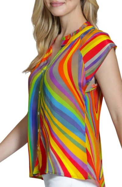 Apny Cap Sleeve Shell Top In Multi