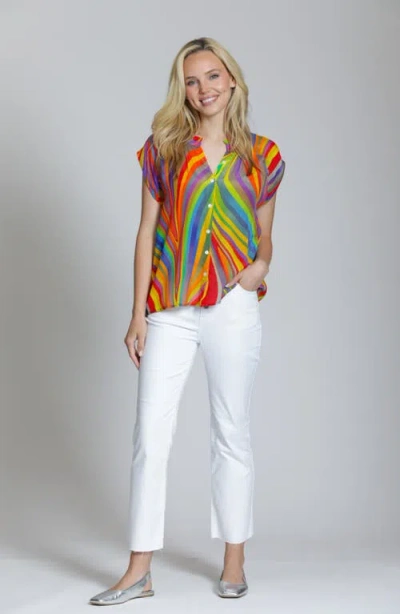 Apny Cap Sleeve Shell Top In Multi