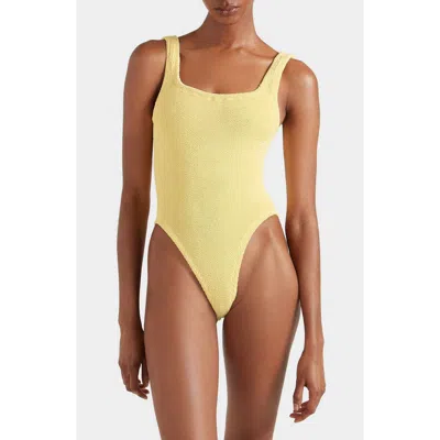 Hunza G Yellow One-piece Swimsuit With Squared Neckline In Tech Fabric Stretch Woman In Yellow