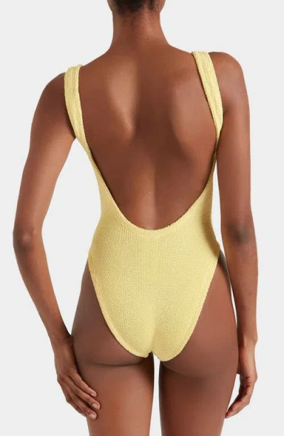 Hunza G Yellow One-piece Swimsuit With Squared Neckline In Tech Fabric Stretch Woman In Yellow