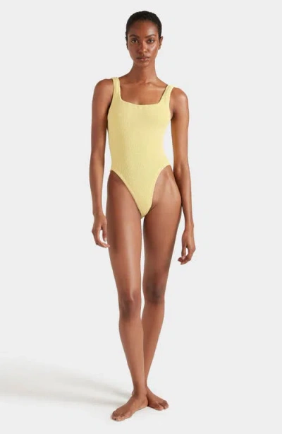Hunza G Yellow One-piece Swimsuit With Squared Neckline In Tech Fabric Stretch Woman In Yellow