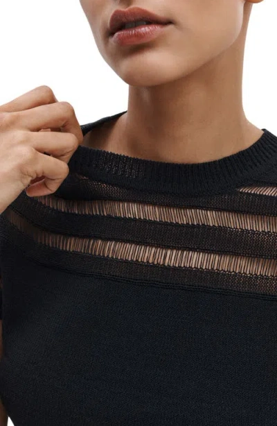 Rag & Bone Ladder-stitch Short-sleeve Sweater In Black