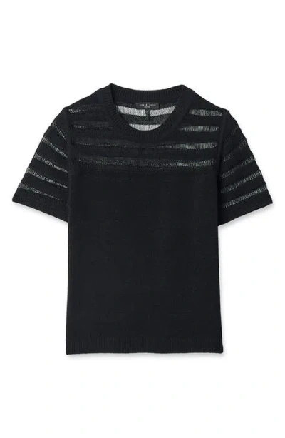 Rag & Bone Ladder-stitch Short-sleeve Sweater In Black