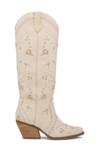 Mia Dyani Embroidered Knee High Western Boot In Neutral
