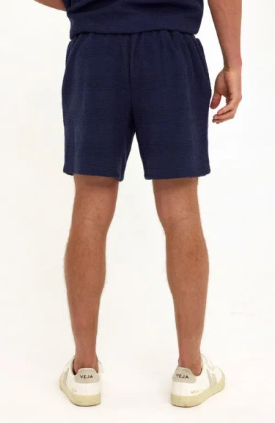 Threads 4 Thought Wayne Stripe Jacquard Terry Cloth Drawstring Shorts In Blue