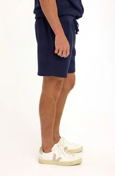 Threads 4 Thought Wayne Stripe Jacquard Terry Cloth Drawstring Shorts In Blue