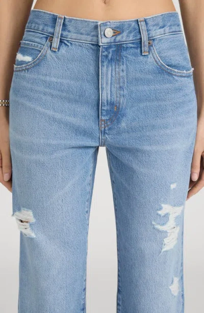 Frame The Loose Distressed Mid-rise Straight-leg Jeans In Blue