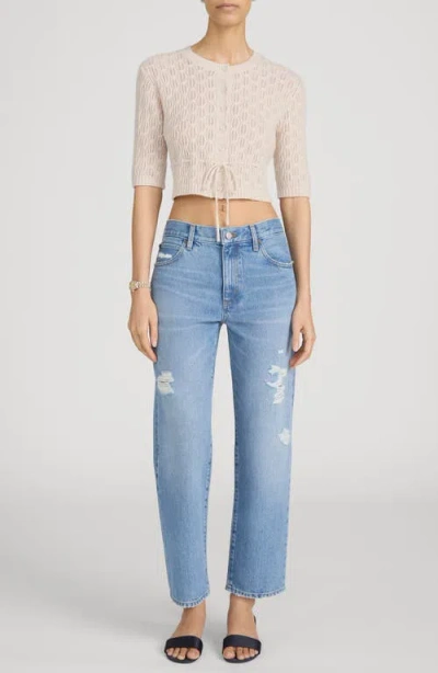 Frame The Loose Distressed Mid-rise Straight-leg Jeans In Blue