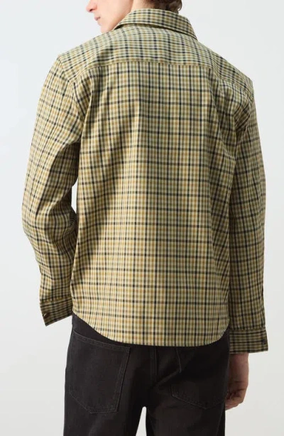 Mango Checked Jacket With Button Print Olive Green In Green