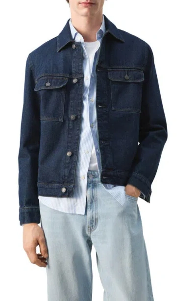 Mango Cotton Denim Jacket In Blue