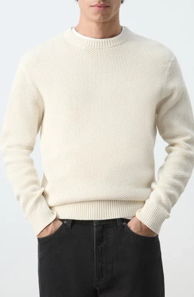 Mango Medium-knit Microstructure Sweater Ecru In Neutral