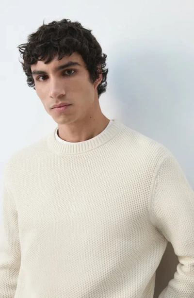 Mango Medium-knit Microstructure Sweater Ecru In Neutral