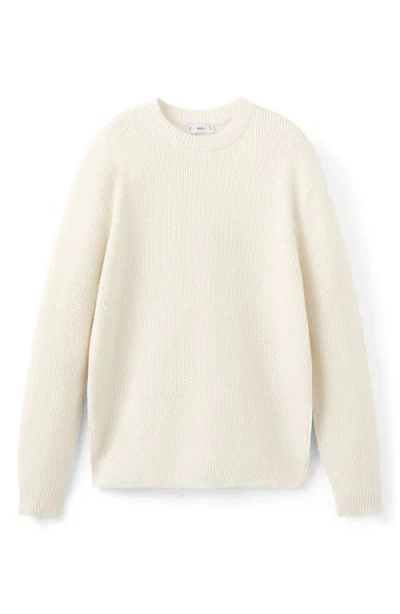 Mango Medium-knit Microstructure Sweater Ecru In Neutral