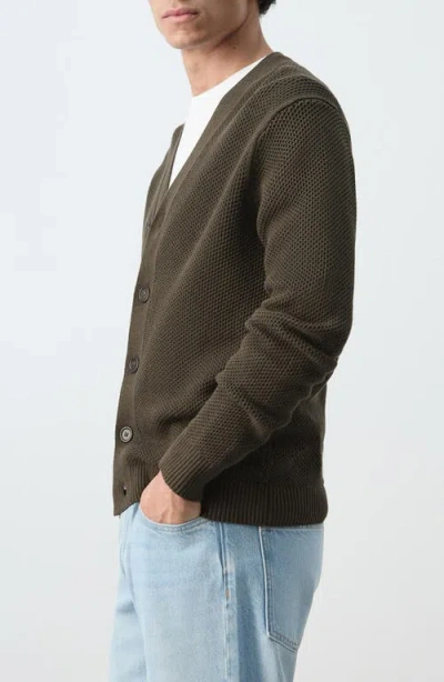 Mango Medium Knit Microstructure Cardigan In Brown