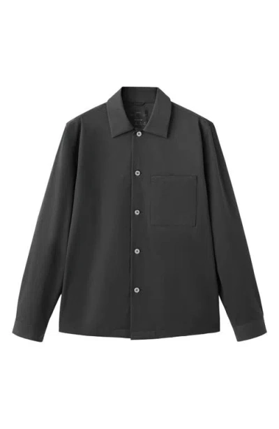 Mango Woven Overshirt In Black