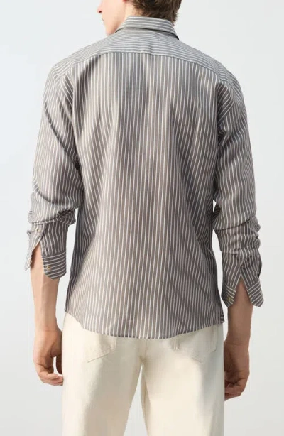 Mango Stripe Button-up Shirt In Gray