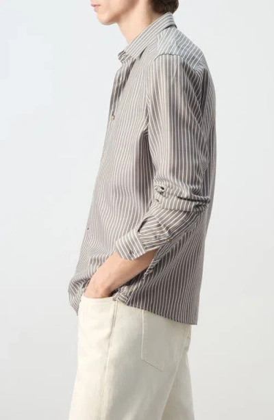 Mango Stripe Button-up Shirt In Gray