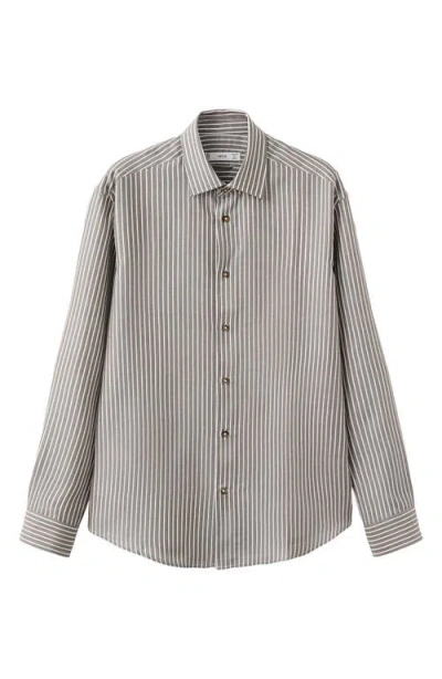 Mango Stripe Button-up Shirt In Gray