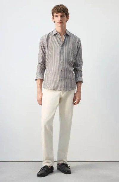 Mango Stripe Button-up Shirt In Gray