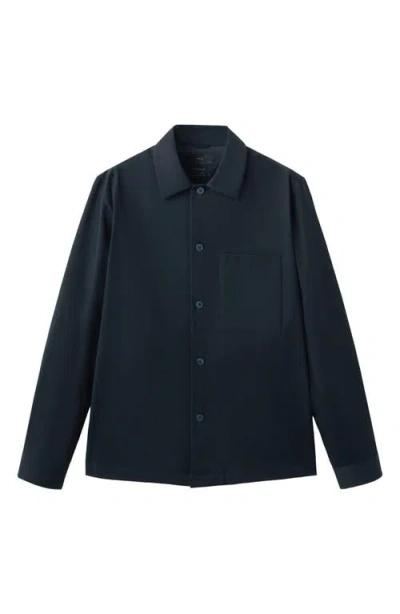 Mango Non-iron Overshirt With Pocket In Blue