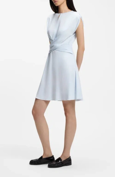Hugo Boss Keyhole-neckline Dress With Wrap Detail In Blue