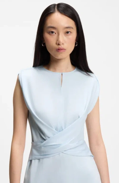 Hugo Boss Keyhole-neckline Dress With Wrap Detail In Blue