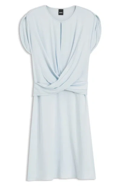 Hugo Boss Keyhole-neckline Dress With Wrap Detail In Blue