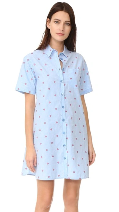 Boutique Moschino Printed Shirt Dress In Celeste